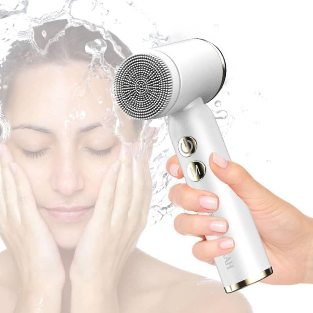 Facial Electric Exfoliating Spin Cleansing Brush Set | Waterproof Rechargeable Hot Cold Compress, 6 oz
