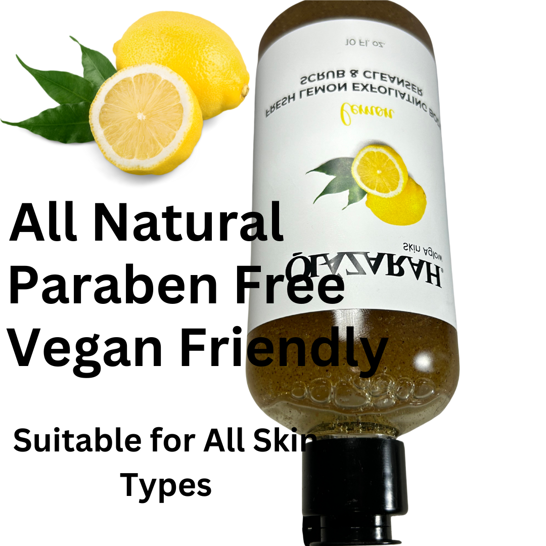 Skin Aglow Lemon Body Wash & Scrub – Gentle Exfoliating Shower Gel with Fresh Lemon Extract for Glowing, Hydrated Skin – Paraben-Free (2 pcs), 16 fl. oz
