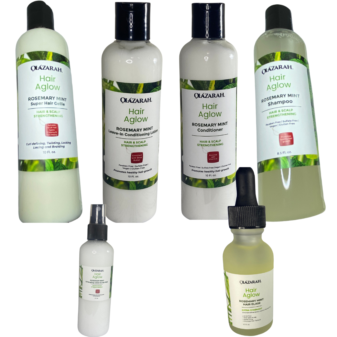 Rosemary & Mint Hair & Scalp Complete Care Set | Strengthening Shampoo, Conditioner, Leave-In Conditioner, Mist Spray, Oil Serum & Styling Gellie | Natural Solutions for Hair Growth, Scalp Care & Frizz Management