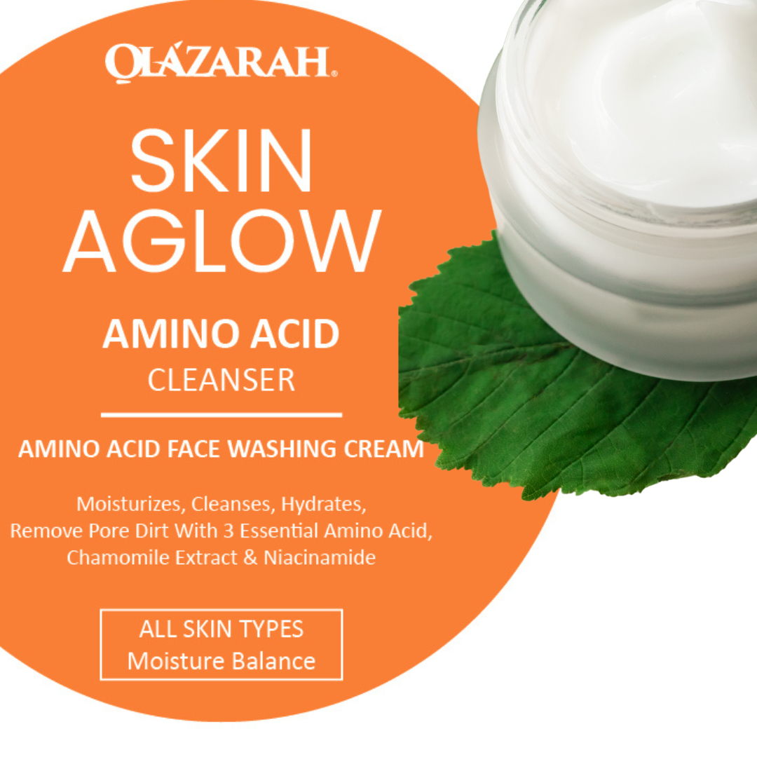 Skin Aglow Amino Acid Face Cleanser w/Chamomile Extract, Niacinamide | Moisturizing Face Washing Cream for All Skin Types, 4 Fl. oz