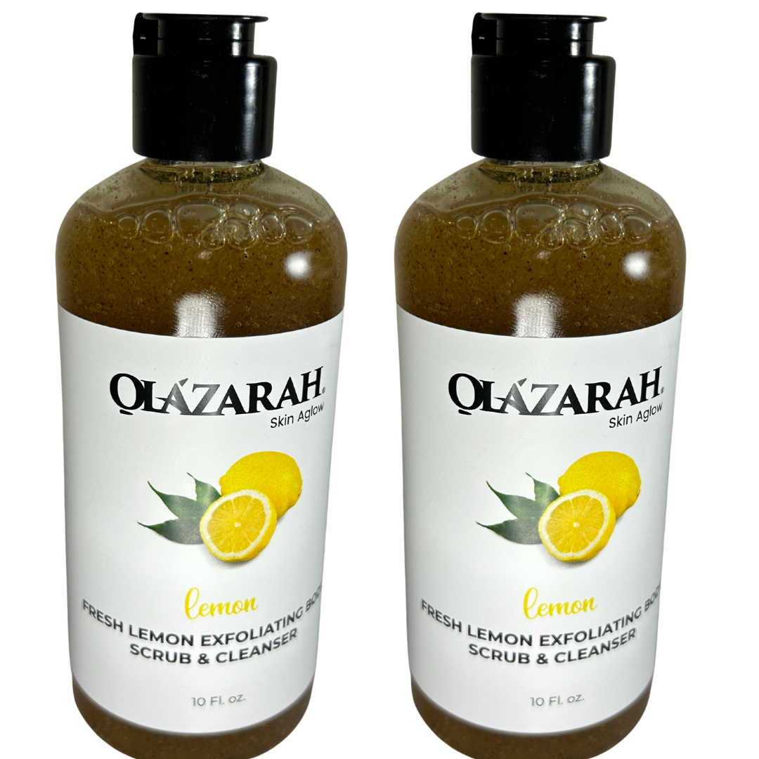 Skin Aglow Lemon Body Wash & Scrub – Gentle Exfoliating Shower Gel with Fresh Lemon Extract for Glowing, Hydrated Skin – Paraben-Free (2 pcs), 16 fl. oz