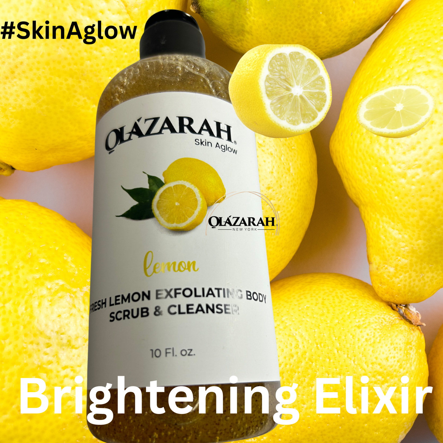 Skin Aglow Lemon Body Wash & Scrub – Gentle Exfoliating Shower Gel with Fresh Lemon Extract for Glowing, Hydrated Skin – Paraben-Free (2 pcs), 16 fl. oz