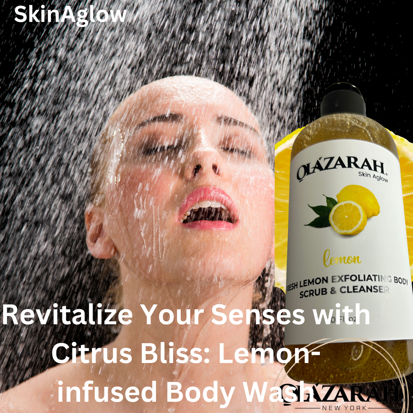 Skin Aglow Lemon Body Wash & Scrub – Gentle Exfoliating Shower Gel with Fresh Lemon Extract for Glowing, Hydrated Skin – Paraben-Free (2 pcs), 16 fl. oz