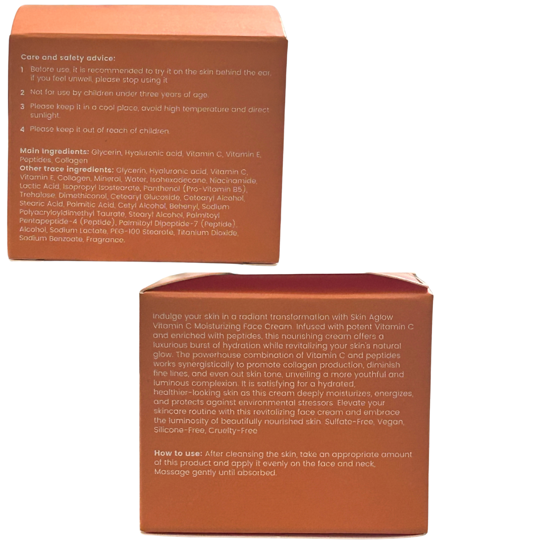 Skin Aglow Peptide-Infused Vitamin C Moisturizing Cream – Anti-Aging Skincare for Women, Firming & Brightening Formula, 1.07 ounce