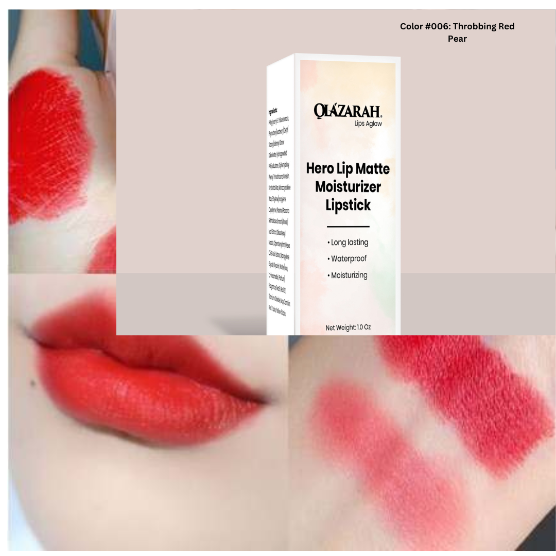 Lip Matte Cream long lasting waterproof moisturizer formula lipstick (Color #006: Throbbing Red Pear), 1 oz