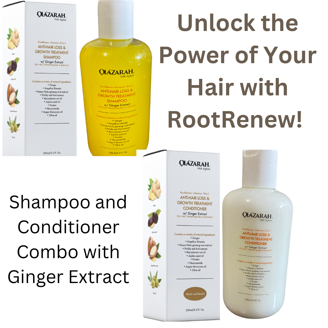 Intensive Hair Care Set: 10-in-1 Anti Hair Loss/Growth Treatment (shampoo, conditioner, hair oil) w/Ginger Extract, 20 fl. oz