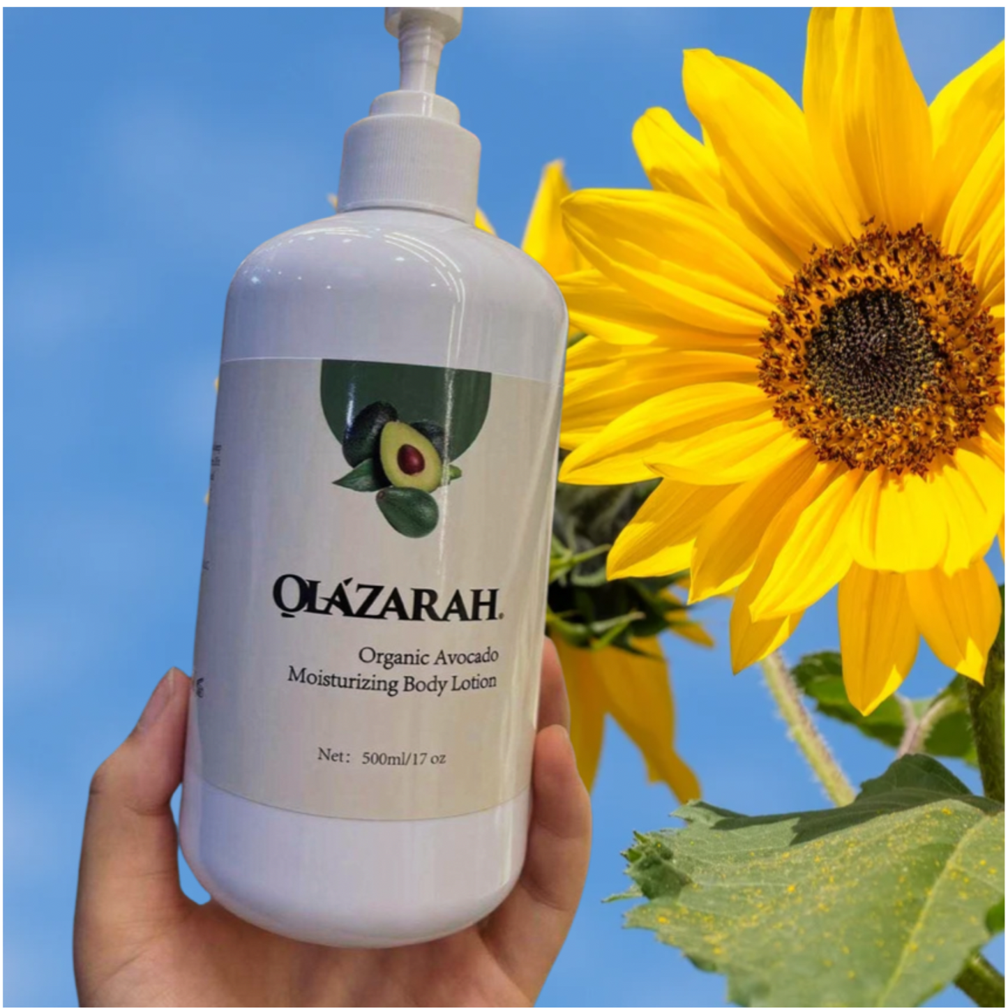 OlaZarah Organic Avocado Hydrating Moisturizing Lotion for All Skin Types, Suitable for Sensitive Skin, 17 oz