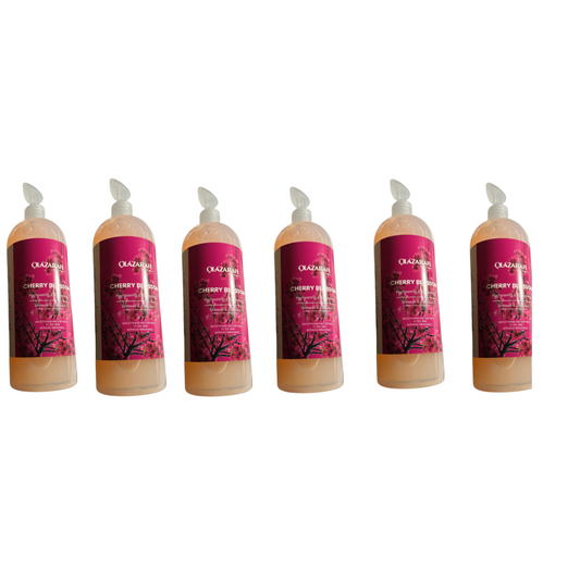 OLAZARAH Skin Aglow Cherry Blossom Pampering & Refreshing Body Wash W/Cherry Oil Extract, (6 pcs, 32 Fl. oz Each)