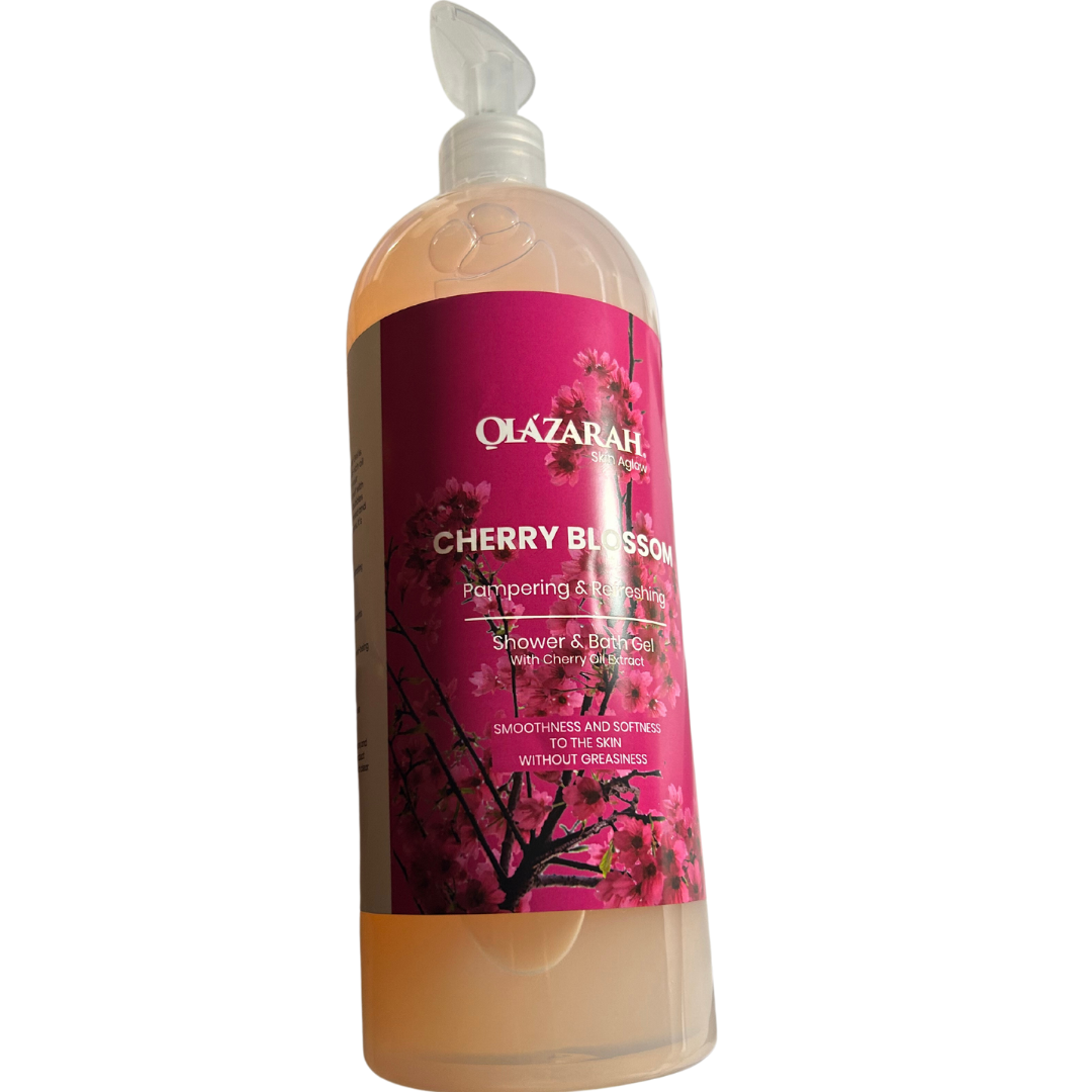 OLAZARAH Skin Aglow Cherry Blossom Pampering & Refreshing Body Wash W/Cherry Oil Extract, 32 Fl. oz