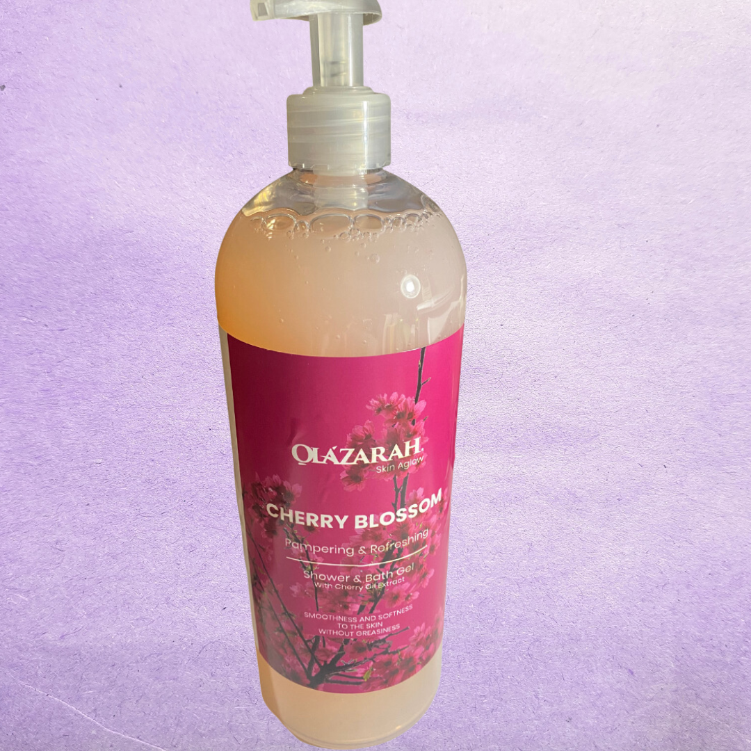 OLAZARAH Skin Aglow Cherry Blossom Pampering & Refreshing Body Wash W/Cherry Oil Extract, 32 Fl. oz