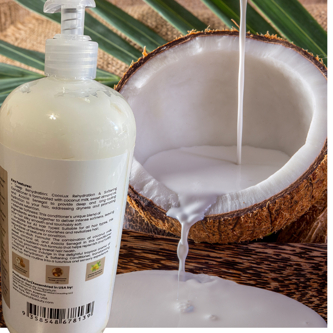 CocoLux Rehydration & Softening Conditioner W/Coconut Milk, Sweet Almond Oil, 33 fl. oz