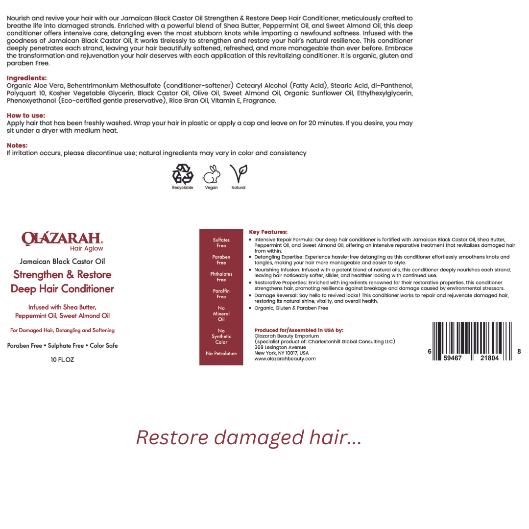 Jamaican Black Castor Oil Strengthen & Restore Deep Hair Conditioner, 10 oz