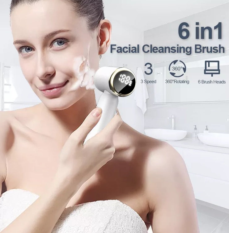 Facial Cleansing Exfoliating Face Wash Brush, Rechargeable Waterproof LCD Display Screen , 6 oz