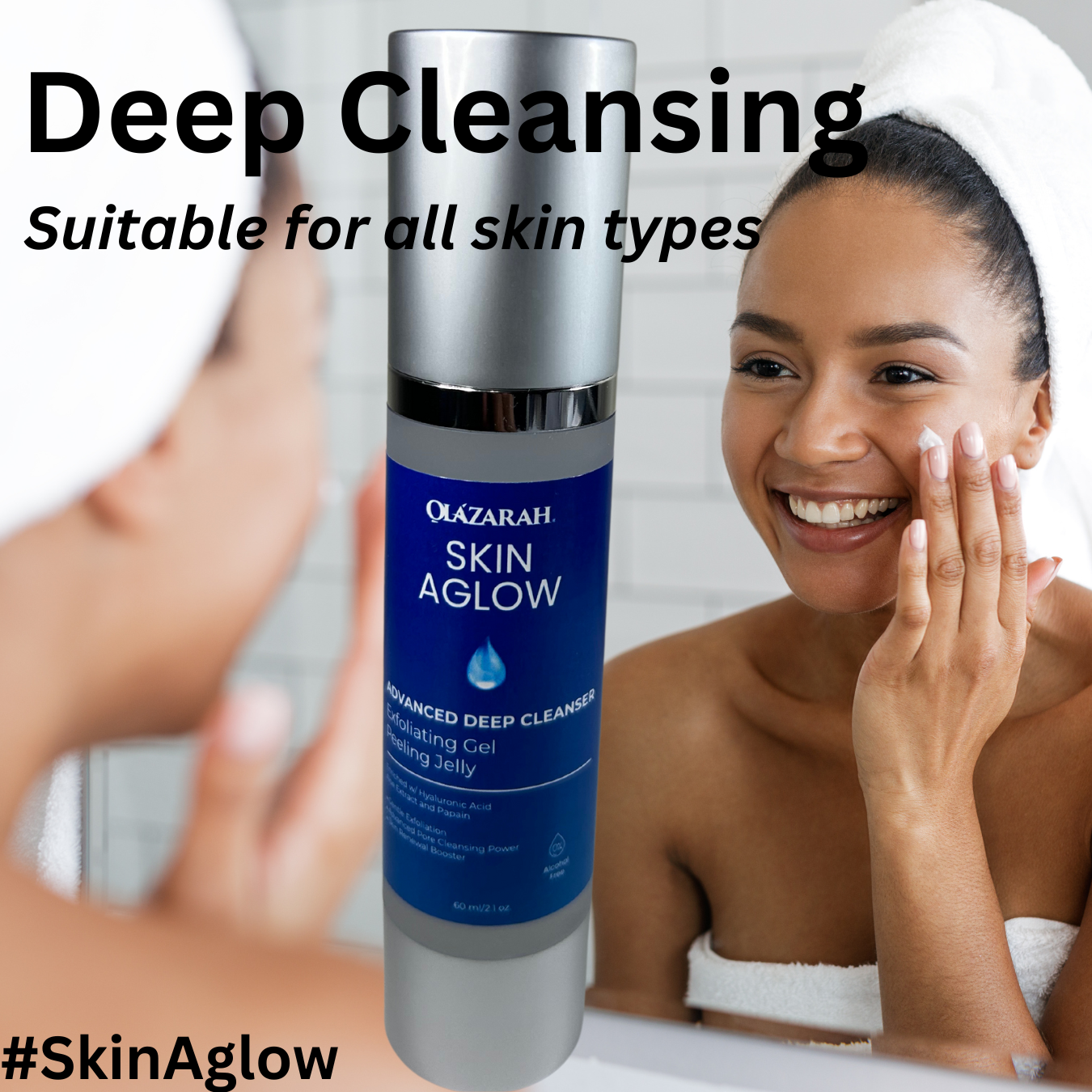 SKIN Aglow Advanced Deep Cleanser Exfoliating Gel w/Peeling Jelly for Skin Renewal Power, 2 fl. oz