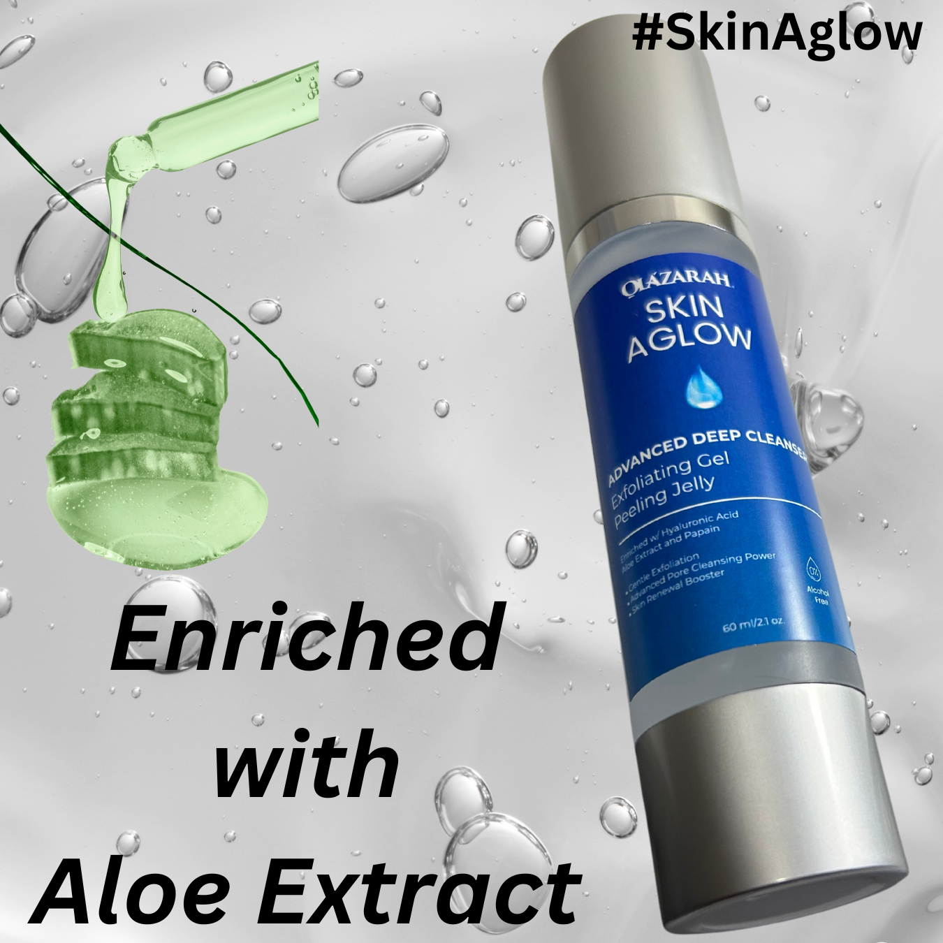 SKIN Aglow Advanced Deep Cleanser Exfoliating Gel w/Peeling Jelly for Skin Renewal Power, 2 fl. oz