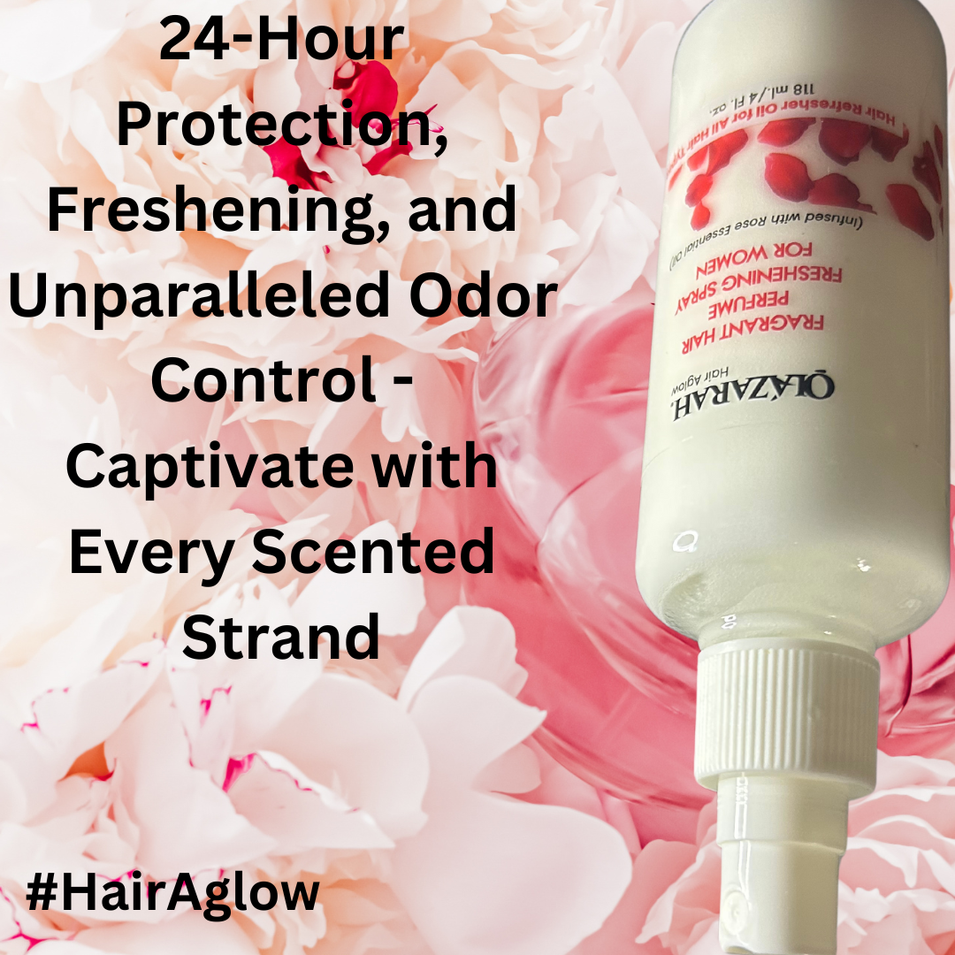 Hair Aglow Fragrant Hair Perfume, Infused w/Rose Essential Oil For 24 Hour Protection, Freshening, Odor, and Sweat for Women, 4 Fl. oz.