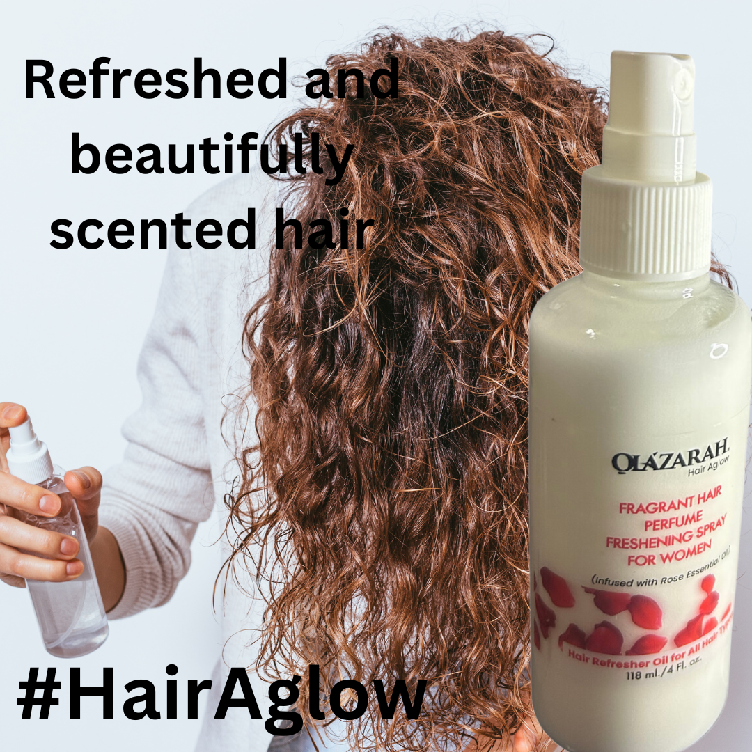 Hair Aglow Fragrant Hair Perfume, Infused w/Rose Essential Oil For 24 Hour Protection, Freshening, Odor, and Sweat for Women, 4 Fl. oz.