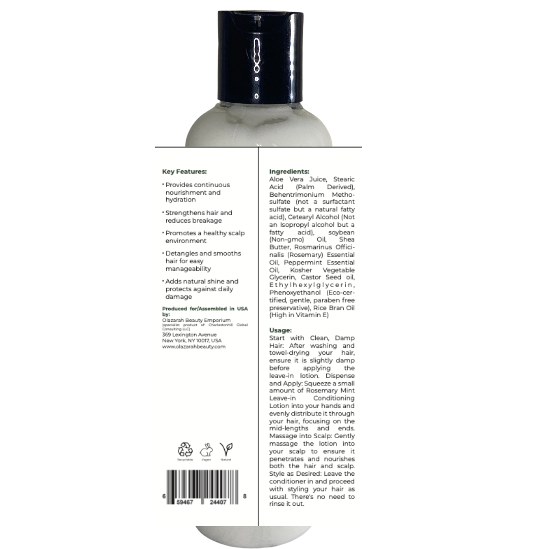 Rosemary Mint Herbal Infusion Leave-In Lotion: Repair, Renew, Strengthen, Detangle, and Nourish, 10 fl. oz