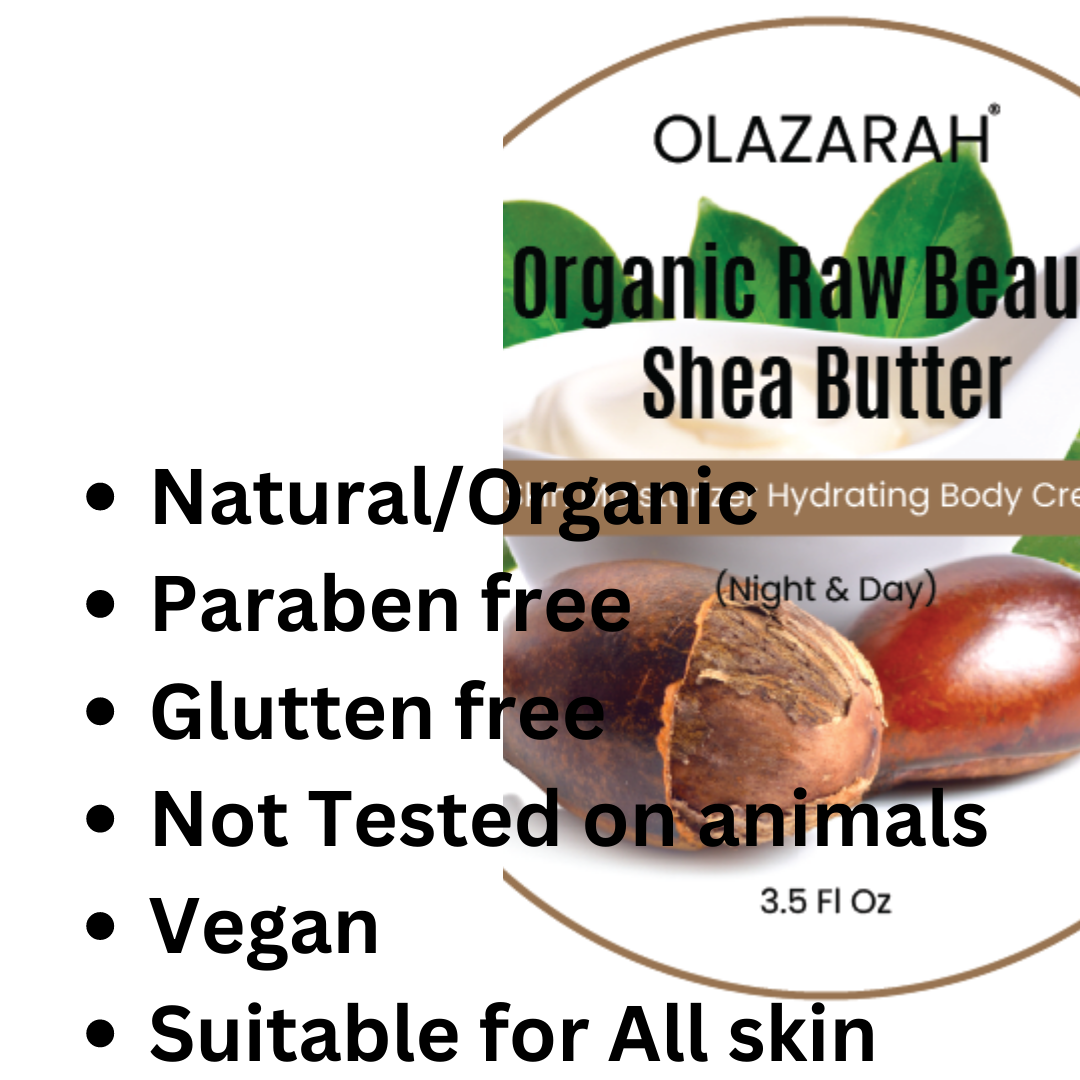 Organic Raw Beauty Shea Butter | Skin Moisturizer Hydrating Body Cream (Night/Day), 3.5 Fl Oz