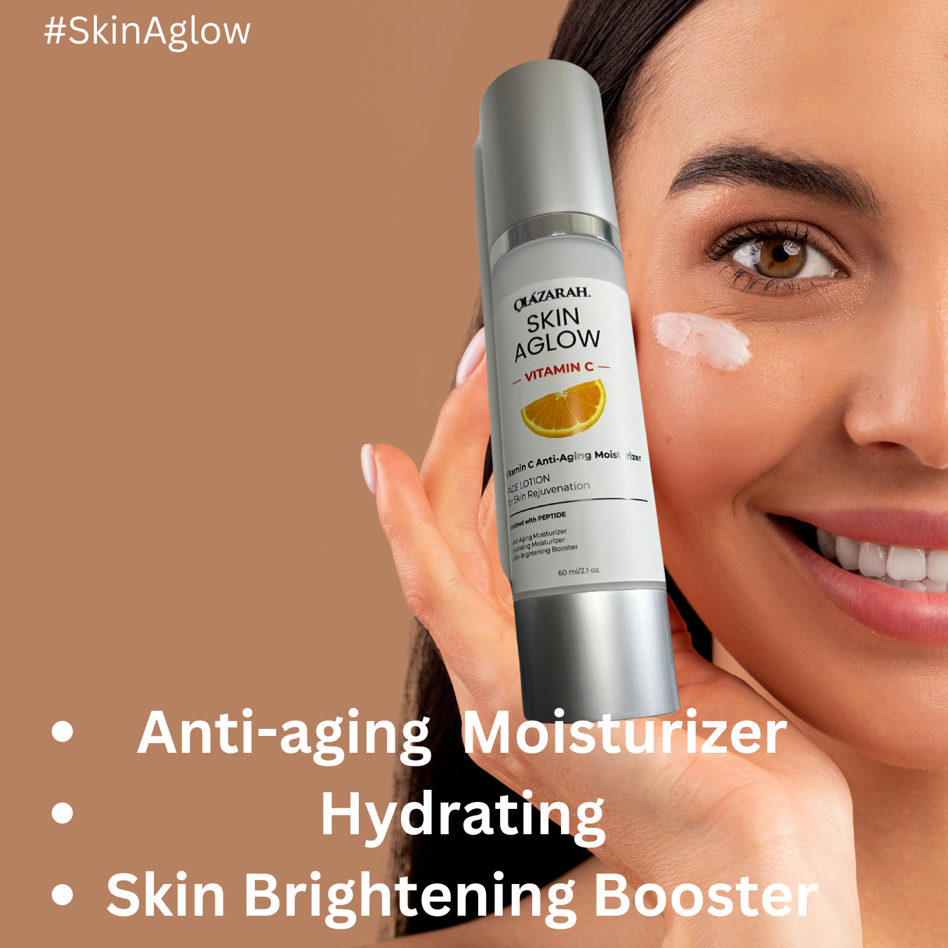 Skin Aglow Vitamin C Anti-Aging Moisturizer – Peptide-Enriched Face Lotion for Skin Rejuvenation, 2.1 Fl. oz.