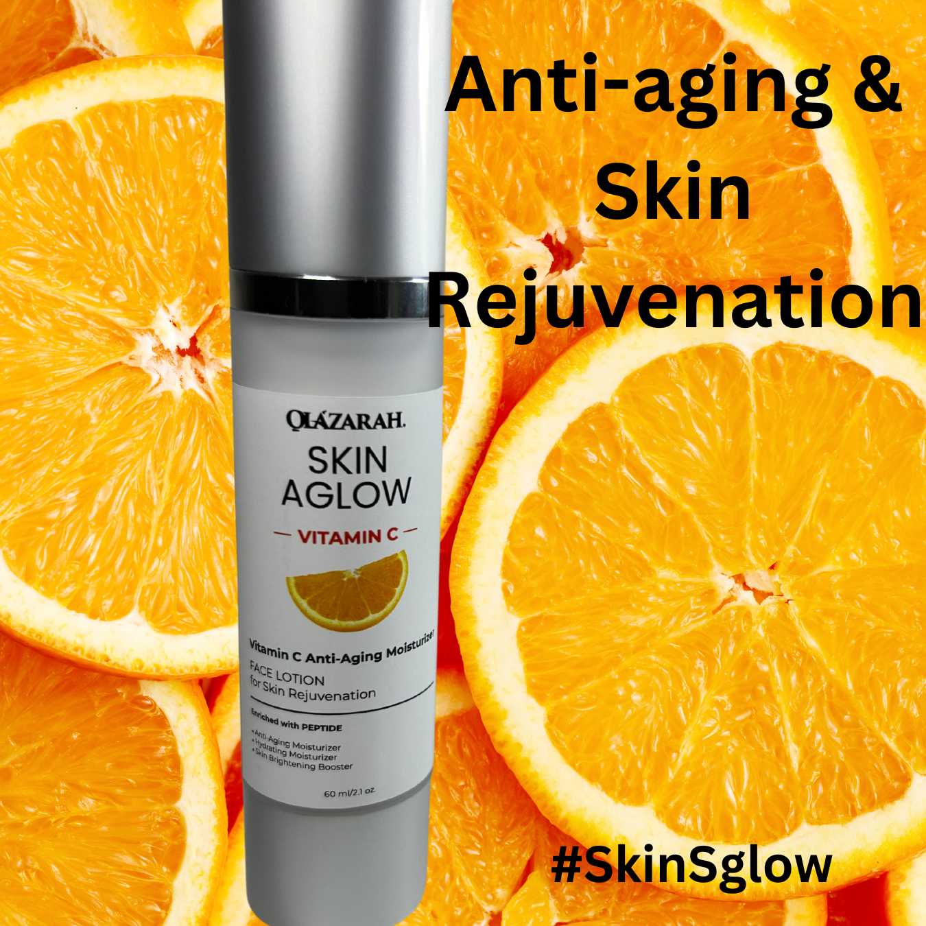 Skin Aglow Vitamin C Anti-Aging Moisturizer – Peptide-Enriched Face Lotion for Skin Rejuvenation, 2.1 Fl. oz.