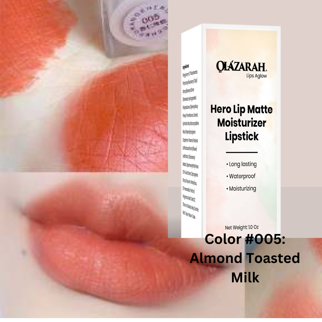 Lip Matte Cream long lasting waterproof moisturizer formula lipstick (Color #005: Almond Toasted Milk), (6 pcs, 1 oz Each)
